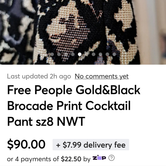 Free People  NWT Black&Gold Brocade Design Cocktail Pants sz8 - Picture 5 of 10